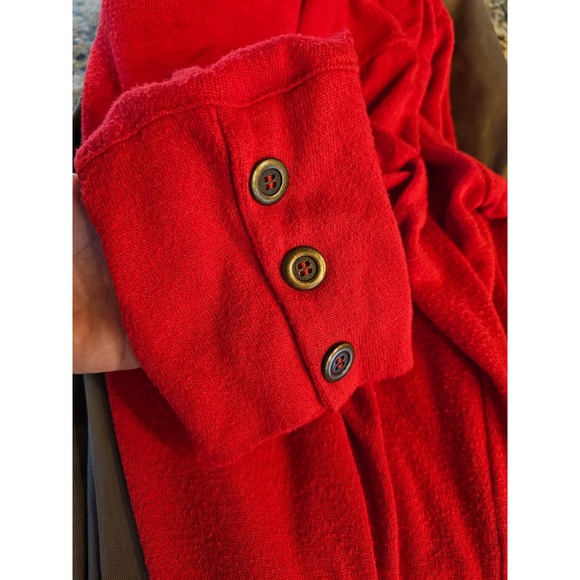 Ruby red L faux fur leapord print turtle neck contract SOFT red tunic ^ - Picture 4 of 7